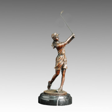 Estatua Deporte De Golf Escultura De Bronce Femenino, Milo TPE-505